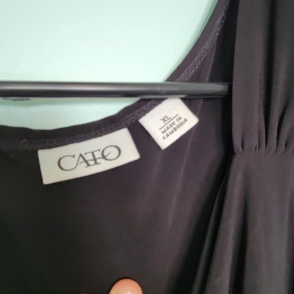 Cato Black Draped Neck Blouse Size XL - Picture 3 of 4